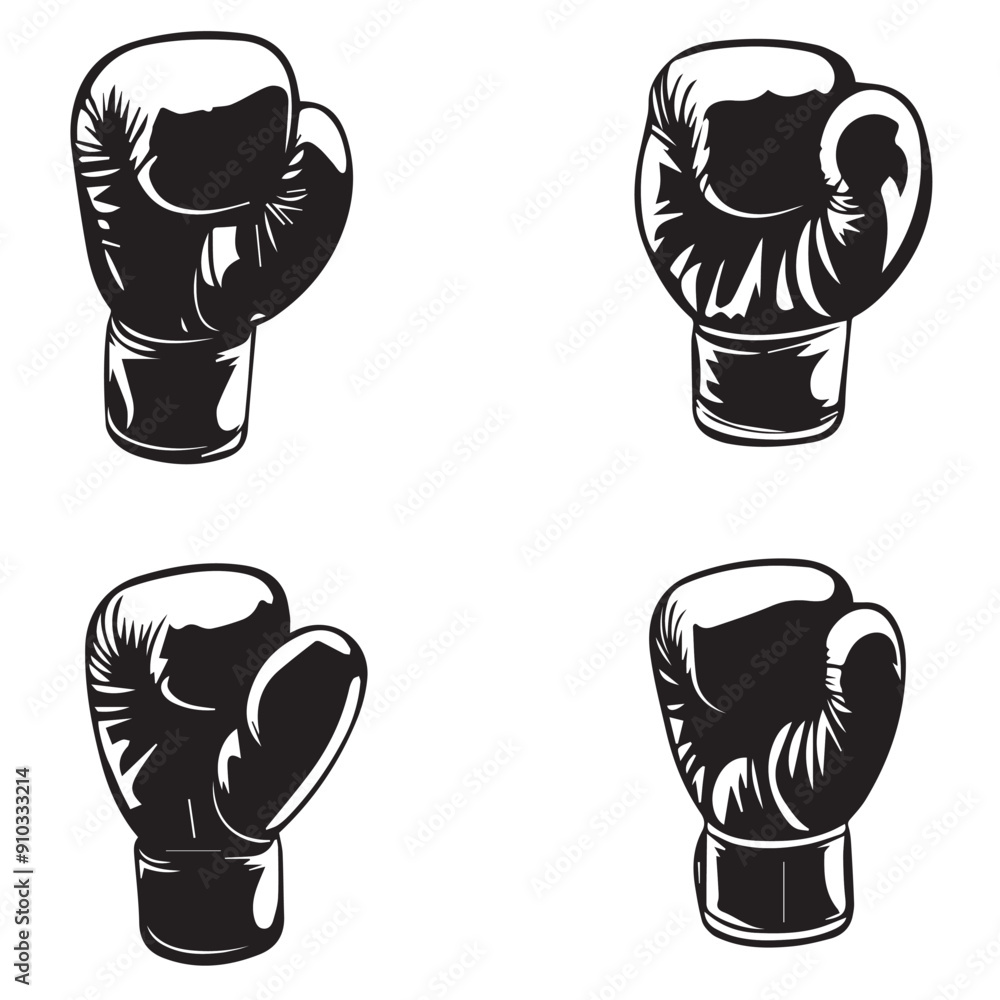 Vector set of design a minimalistic boxing icons Vector set of design a minimalistic boxing icons