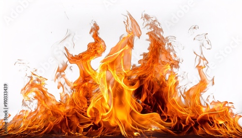 burning fire flames and sparks isolated on white background