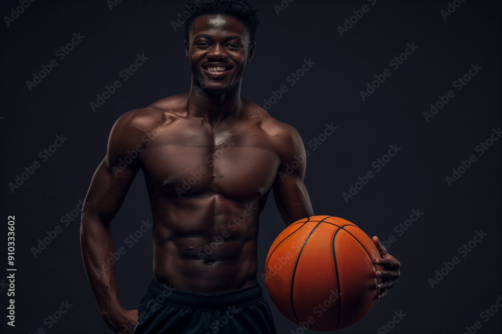 Athletic Young Man Holding Basketball in Studio Shot Athletic Young Man Holding Basketball in Studio Shot