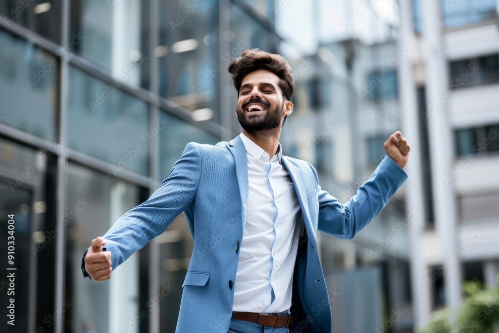 Young confident entrepreneur sitting in modern office smiling and looking at camera - generative ai. Beautiful simple AI generated image in 4K, unique. Young confident entrepreneur sitting in modern office smiling and looking at camera - generative ai. Beautiful simple AI generated image in 4K, unique.
