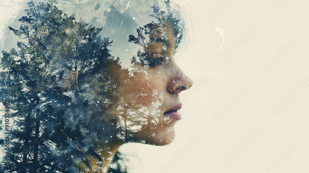 Double Exposure Portrait of a Woman with Trees Double Exposure Portrait of a Woman with Trees