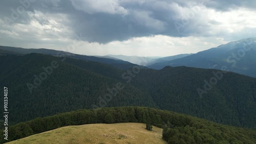 Scenic Aerial View: Baiului and Bucegi Mountain Ranges. photo