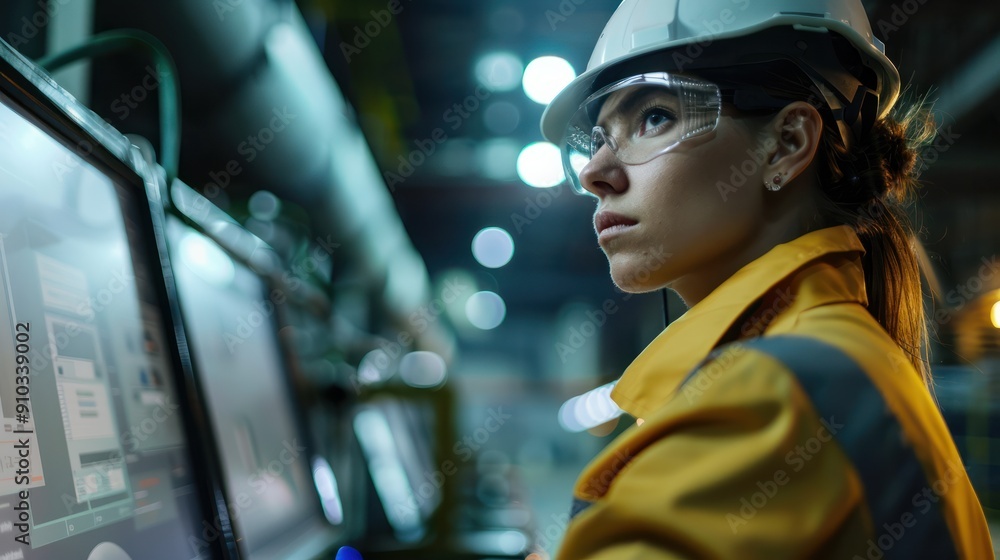 Portrait of a Maintenance engineer using advanced technology to optimize factory operations. Generative AI. Portrait of a Maintenance engineer using advanced technology to optimize factory operations. Generative AI.