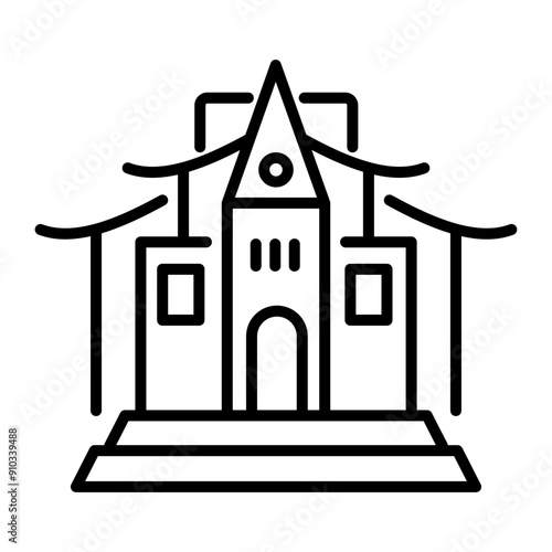 A line style icon of temple building 