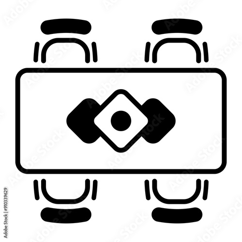 Dining table icon in outline style 