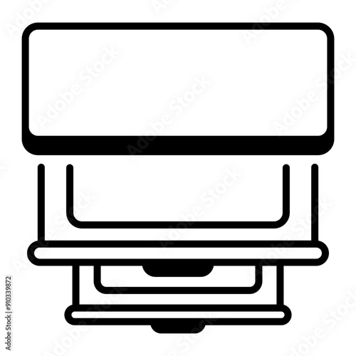 An outline icon of drawers table  