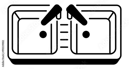A linear icon of double sink 