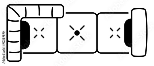 An outline icon of stylish sofa 