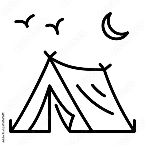 Forest camp icon designed in line style 