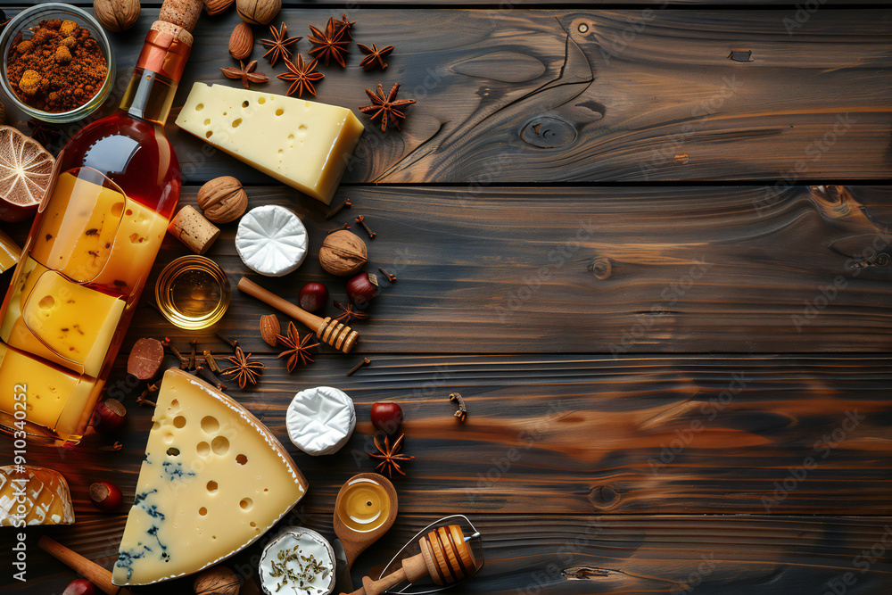 Gourmet Wine and Cheese Platter: Elegant Appetizer Spread with Cheese Selection and Wine Bottle Gourmet Wine and Cheese Platter: Elegant Appetizer Spread with Cheese Selection and Wine Bottle