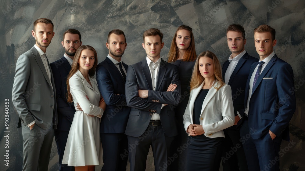 Unified portrait of a business team in formal wear