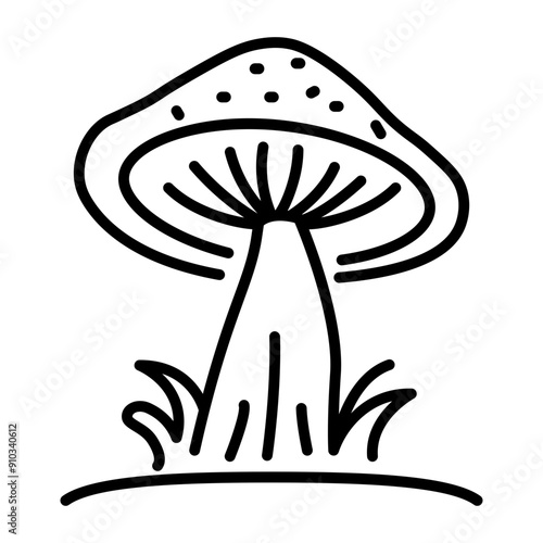 Outline style icon of mushroom