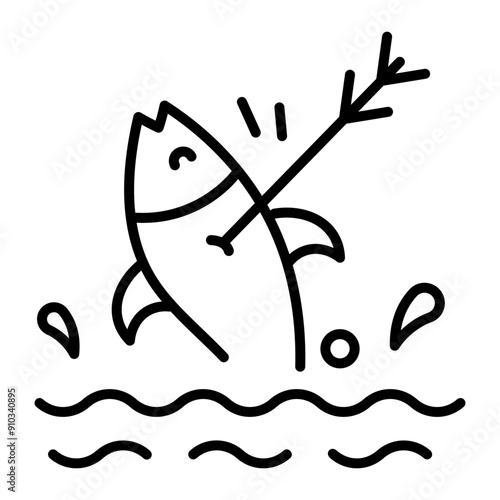 Spearfishing icon designed in outline style 