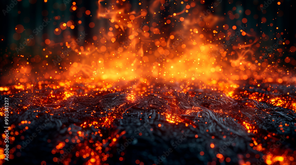 Wooden Surface on Fire - Dramatic Flames and Sparks Wooden Surface on Fire - Dramatic Flames and Sparks