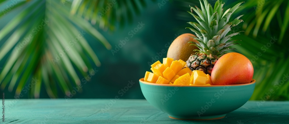 A bowl of ripe, assorted tropical fruits including mango, pineapple, and papaya, arranged to highlight their tasty, juicy flavors 8K , high-resolution, ultra HD,up32K HD A bowl of ripe, assorted tropical fruits including mango, pineapple, and papaya, arranged to highlight their tasty, juicy flavors 8K , high-resolution, ultra HD,up32K HD