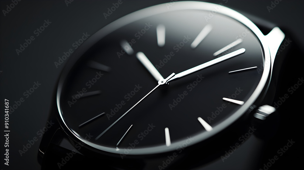 A sleek black watch glimmers in soft light showcasing its minimalist design and elegant features emphasizing precision and style A sleek black watch glimmers in soft light showcasing its minimalist design and elegant features emphasizing precision and style