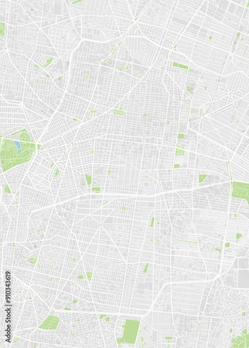 City map Mexico City, color detailed plan, vector illustration