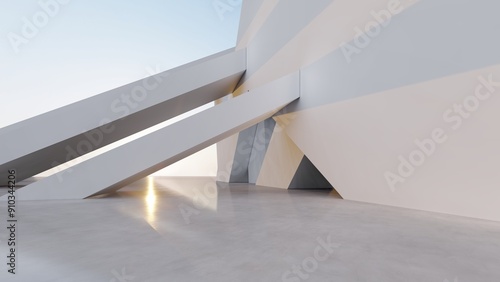 3d render abstract architecture background building geometric shape
