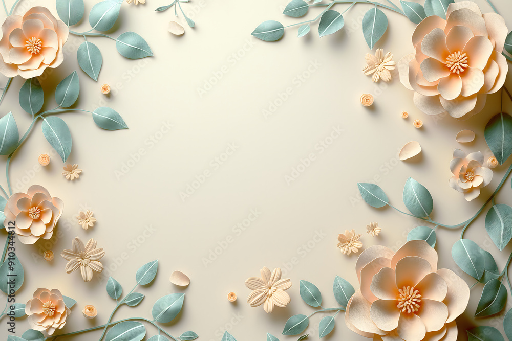 Fototapeta premium Vector Flowers in Soft Pastel light Colors Background