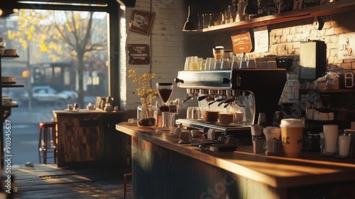 high-resolution, ultra-realistic, 4K, cinematic image of a coffeshop 