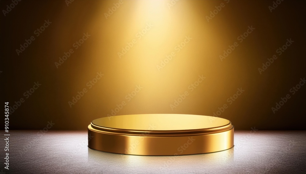 A luxurious golden pedestal illuminated by a focused spotlight, set against a dark background. A luxurious golden pedestal illuminated by a focused spotlight, set against a dark background.