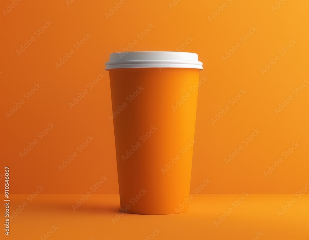 A sleek orange coffee cup with a white lid set against an orange background, creating a vibrant and modern look. Perfect for takeout coffee, branding, and promotional materials. A sleek orange coffee cup with a white lid set against an orange background, creating a vibrant and modern look. Perfect for takeout coffee, branding, and promotional materials.