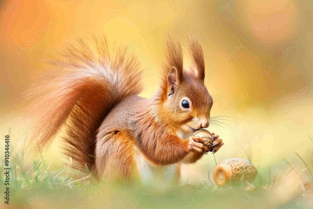 Red squirrel close-up. Beautiful simple AI generated image in 4K, unique. Red squirrel close-up. Beautiful simple AI generated image in 4K, unique.
