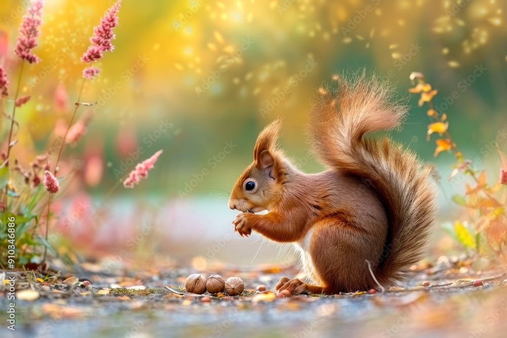 red-haired squirrel and walnut. Beautiful simple AI generated image in 4K, unique. red-haired squirrel and walnut. Beautiful simple AI generated image in 4K, unique.