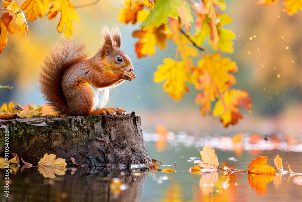 Sciurus vulgaris - Eichhörnchen mit einer Haselnuß. Beautiful simple AI ...