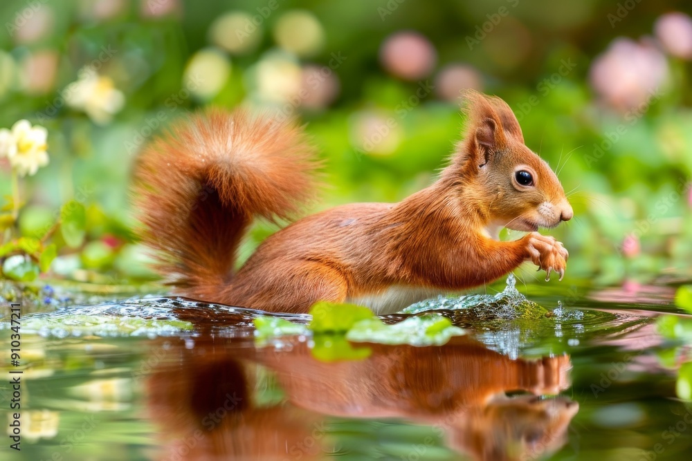 Red squirrel - (Sciurus vulgaris). Beautiful simple AI generated image in 4K, unique. Red squirrel - (Sciurus vulgaris). Beautiful simple AI generated image in 4K, unique.