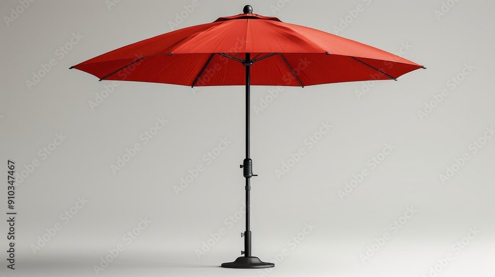 Large red patio umbrella providing shade on a sunny day Large red patio umbrella providing shade on a sunny day