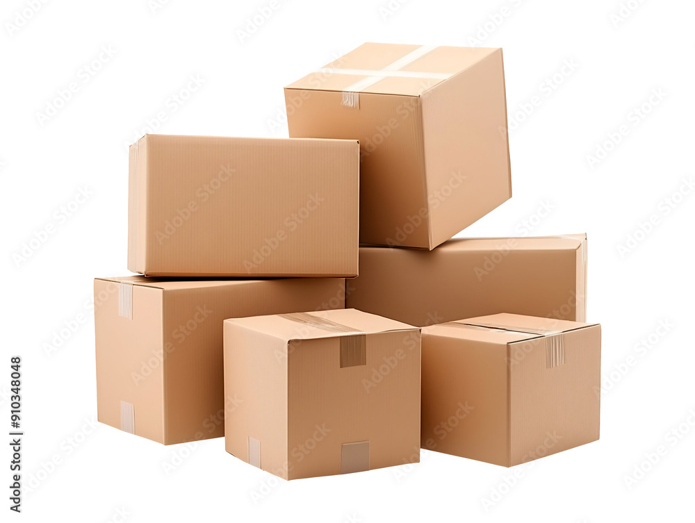 Stack of cardboard boxes isolated on transparent or white background Stack of cardboard boxes isolated on transparent or white background