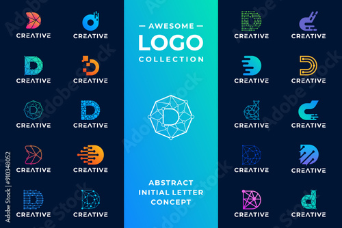 Mega logo collection of letter D digital technology logo design