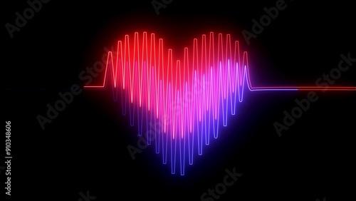 Canvastavla Neon heartbeat and pulse illustration background.
