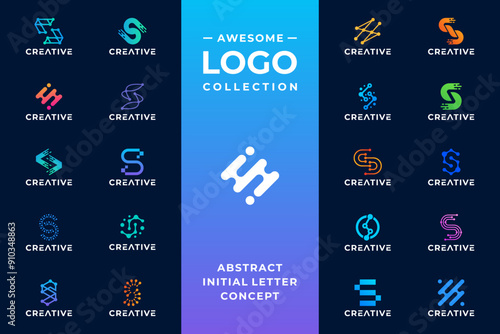 Mega collection of letter S connect tech logo design