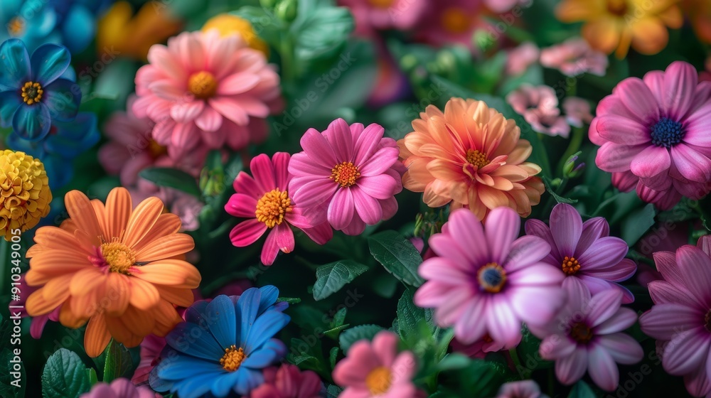 Colorful daisy flowers blooming in a garden Colorful daisy flowers blooming in a garden