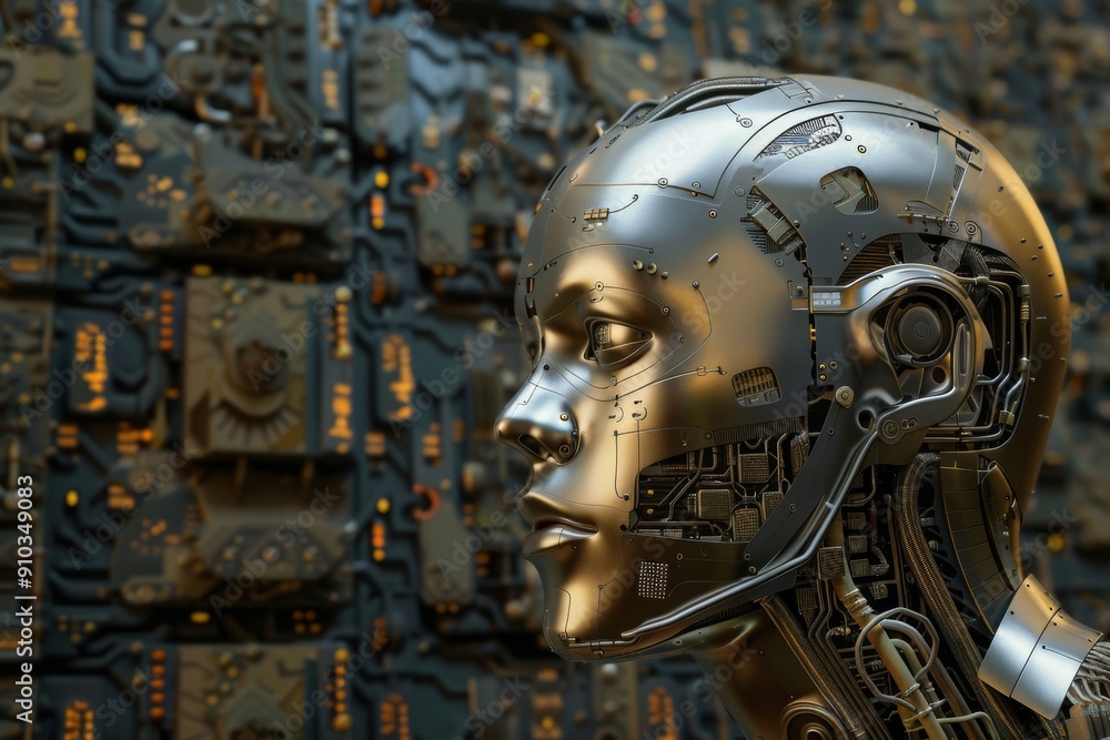 Fototapeta premium A robot head with the words