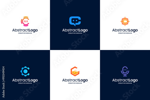 Set of unique letter C logo design