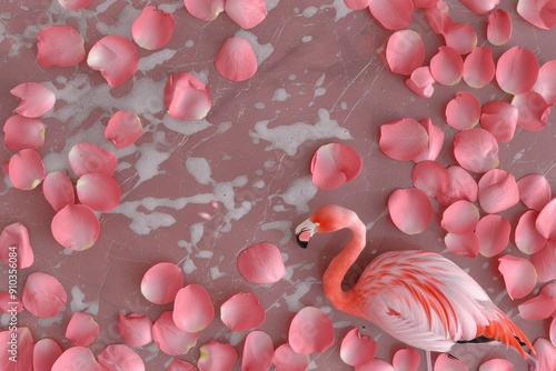 close-up drone view of white flamingos in the sea. Beautiful simple AI generated image in 4K, unique. photo