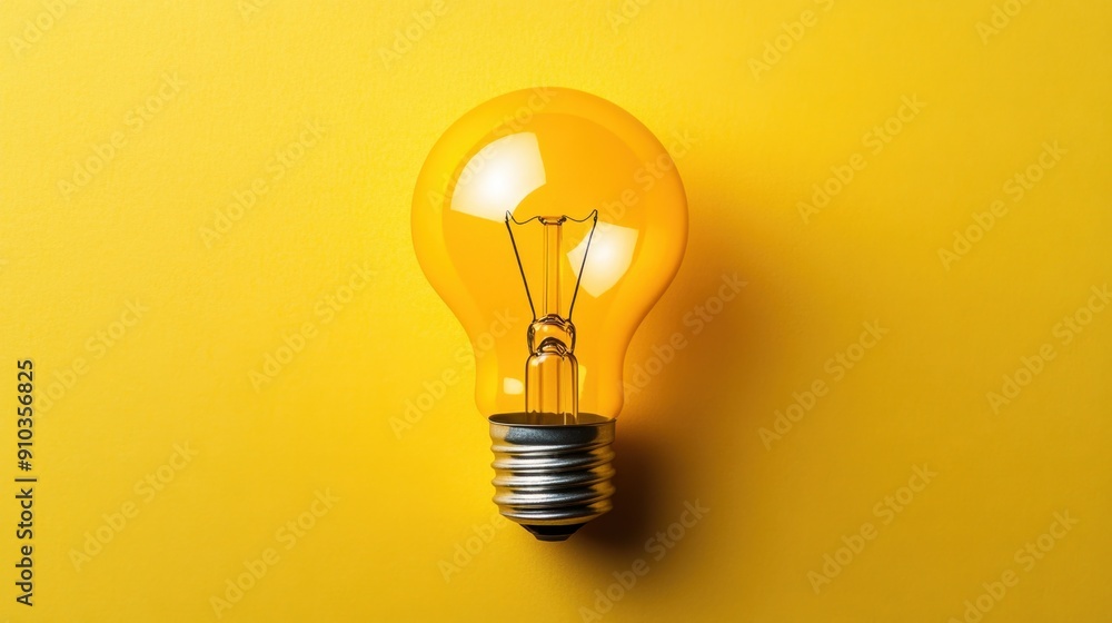 Yellow light bulb standing out against a yellow pastel background, signifying innovation and bright ideas. Yellow light bulb standing out against a yellow pastel background, signifying innovation and bright ideas.