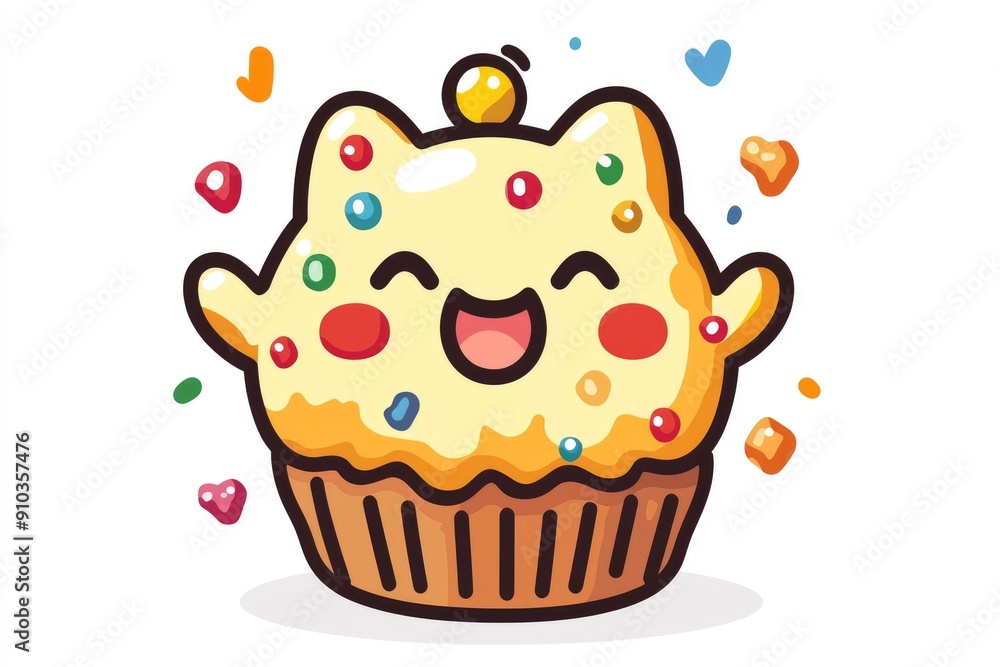 Happy Cupcake Character Illustration Happy Cupcake Character Illustration