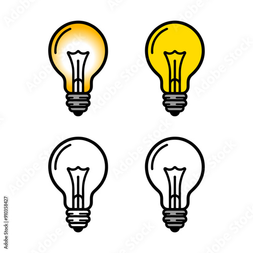 Lightbulb vector icons on white background 