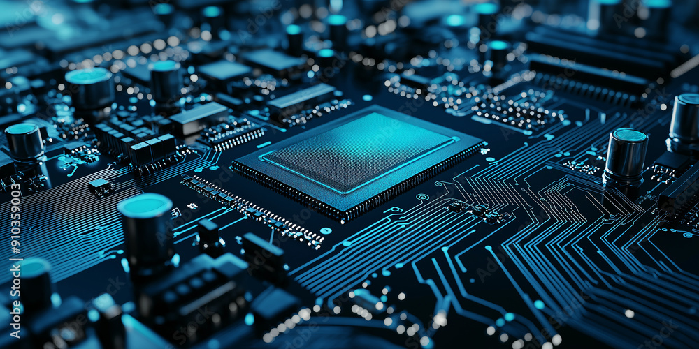 Technische und elektronische Elemente Hintergrund Motiv in Blau Technische und elektronische Elemente Hintergrund Motiv in Blau