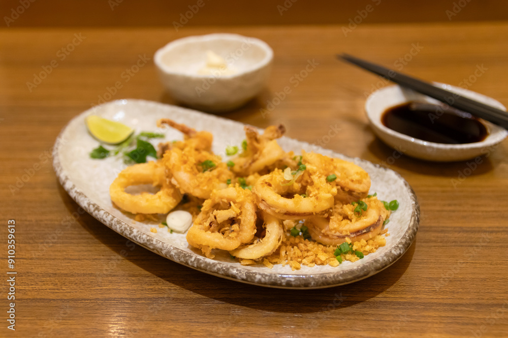 Salt and pepper squid deep-fried or Calamari. Salt and pepper squid deep-fried or Calamari.