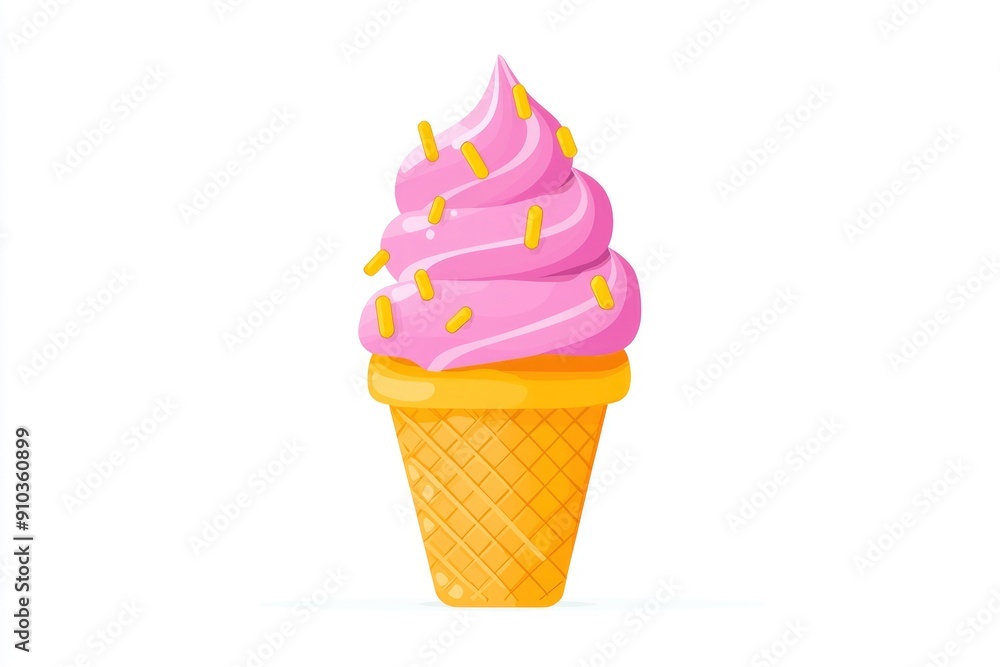 Pink Ice Cream Cone with Sprinkles Pink Ice Cream Cone with Sprinkles