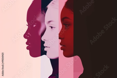 Vibrant Diversity Silhouettes - Colorful Flat Design Front View Animation for Diversity Concept. Beautiful simple AI generated image in 4K, unique.