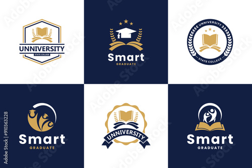 University emblem logo design. Success student logo collection