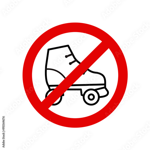 Sign forbidding roller skating- vector illustration