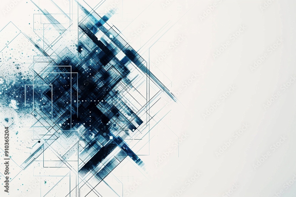 Dark blue geometric border with a futuristic design on a white background Dark blue geometric border with a futuristic design on a white background