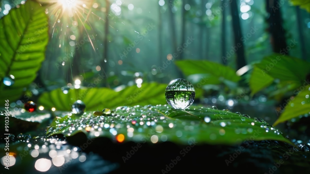 Fototapeta premium A Drop of Water on a Leaf